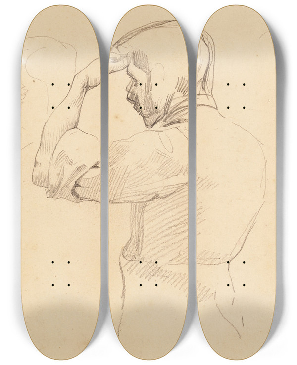 Triptych art skateboard deck of Albert Besnard Etude Dhomme Pour Lcole De Pharmacie by Albert Besnard (1849-1934)