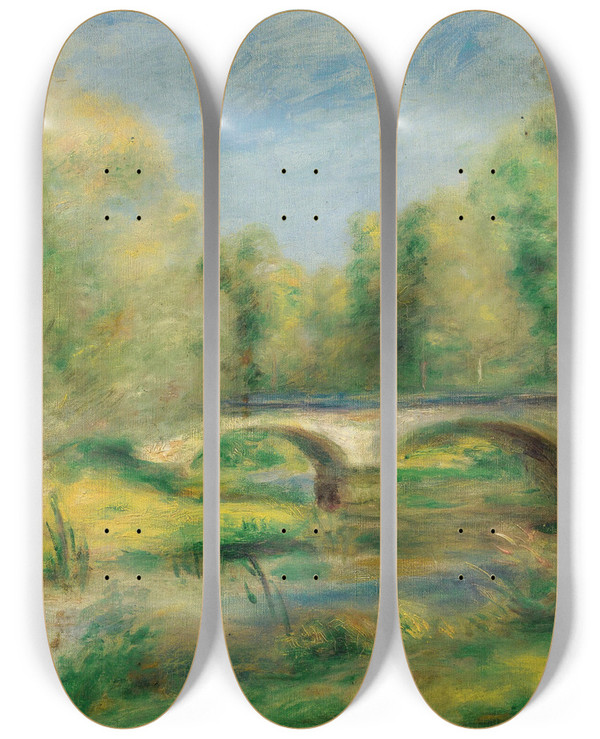 Triptych art skateboard deck of Pierreauguste Renoir Paysage_2 by Pierre-Auguste Renoir (1841-1919)