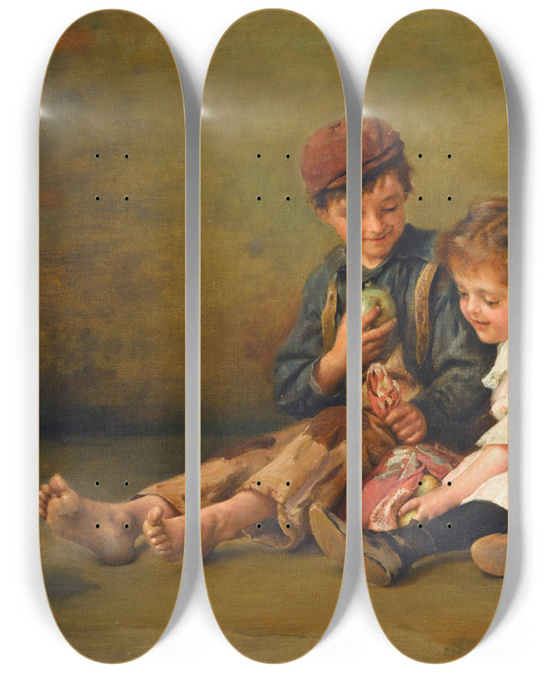 Triptych art skateboard deck of Karl Witkowski Dividing The Spoils by Karl Witkowski (1860-1910)
