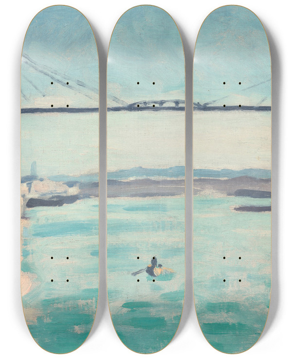 Triptych art skateboard deck of Albert Marquet Marseille Le Pont Transbordeur by Albert Marquet (1875-1947)