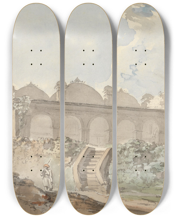 Triptych art skateboard deck of Samuel Davis At Pointy by Samuel Davis (1757-1819)