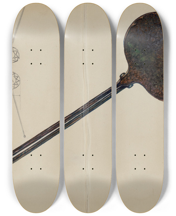 Triptych art skateboard deck of Florence Stevenson Waffle Iron by Florence Stevenson