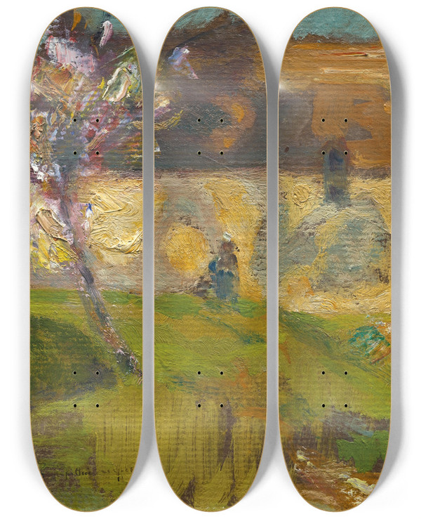 Triptych art skateboard deck of Victor Charreton Paysage_2 by Victor Charreton (1864-1937)