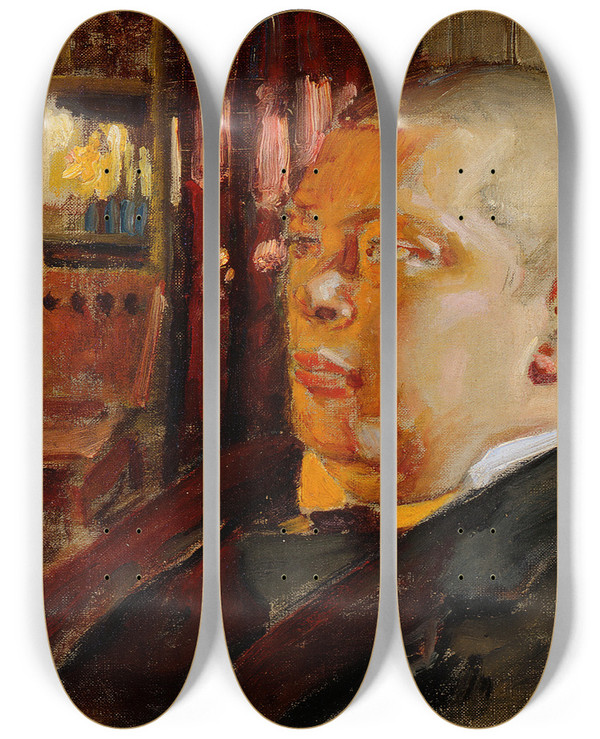 Triptych art skateboard deck of Akseli Gallenkallela Portrait Of Eric O W Ehrstrm by Akseli Gallen Kallela (1865-1931)