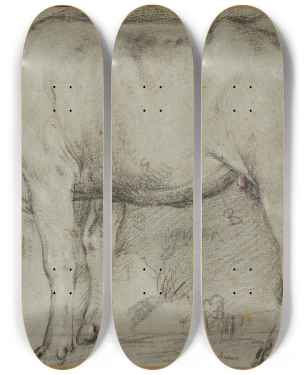 Triptych art skateboard deck of Carlo Caliari Stende Ko Hovedet Mangler by Carlo Caliari (1567-1592)