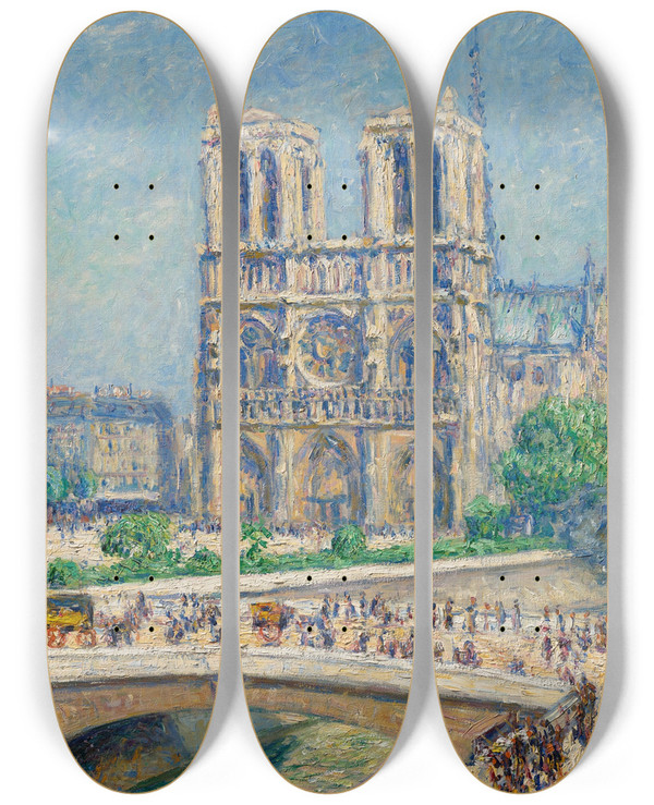 Triptych art skateboard deck of Francis Picabia Notredame Effet De Soleil by Francis Picabia (1879-1953)