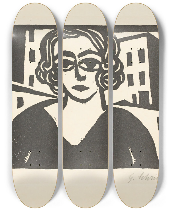 Triptych art skateboard deck of Georg Schrimpf Bildnis Maria Uhden by Georg Schrimpf (1889-1938)
