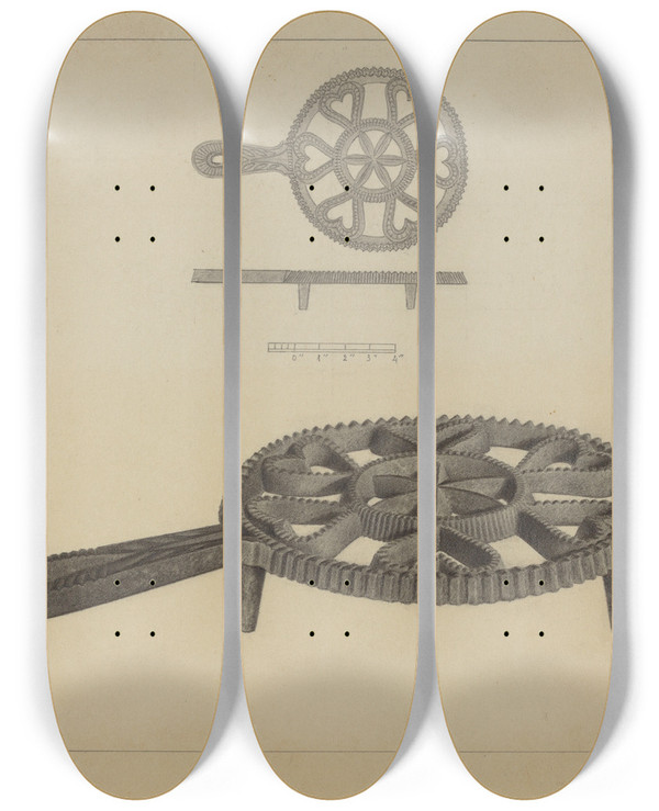 Triptych art skateboard deck of Filippo Porreca Pa German Flatiron Stand by Filippo Porreca