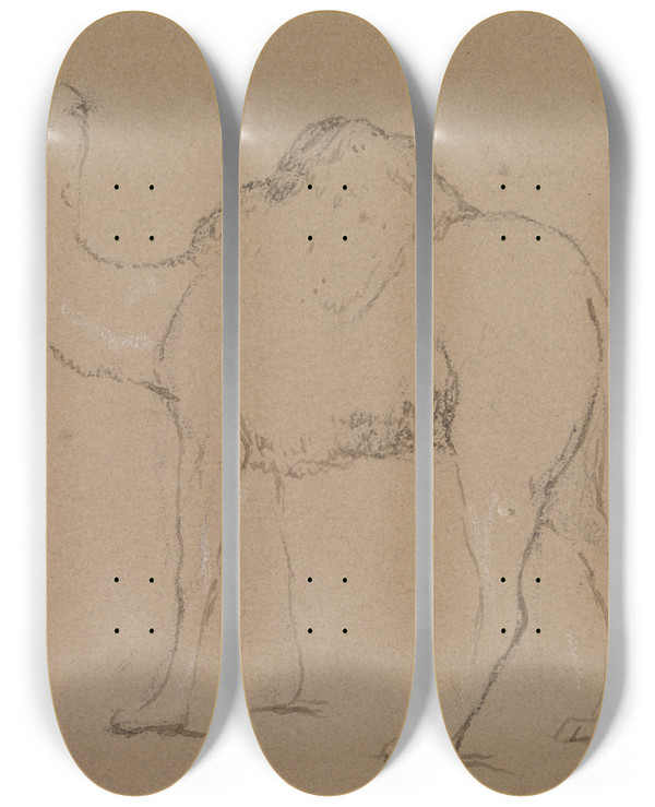 Triptych art skateboard deck of George Jones A Camel Facing Left Sept 3 1850 by George Jones (1786-1869)