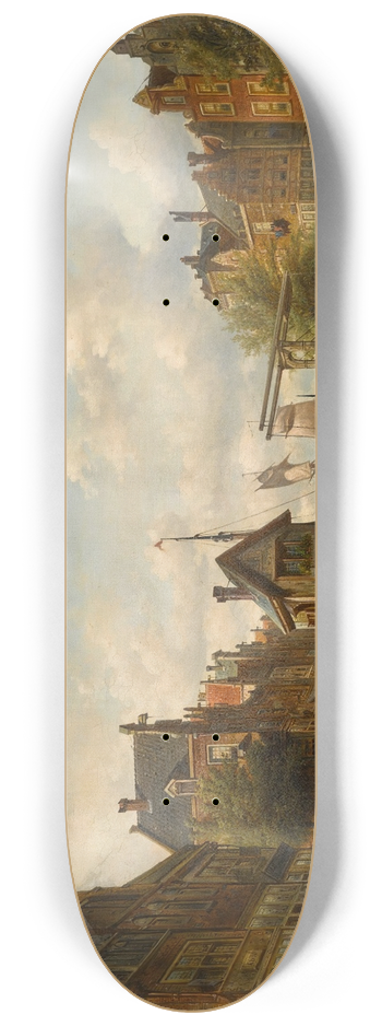 Elias Pieter van Bommel - The Singel and Brouwersgracht, Amsterdam 8.25 inch art skate deck