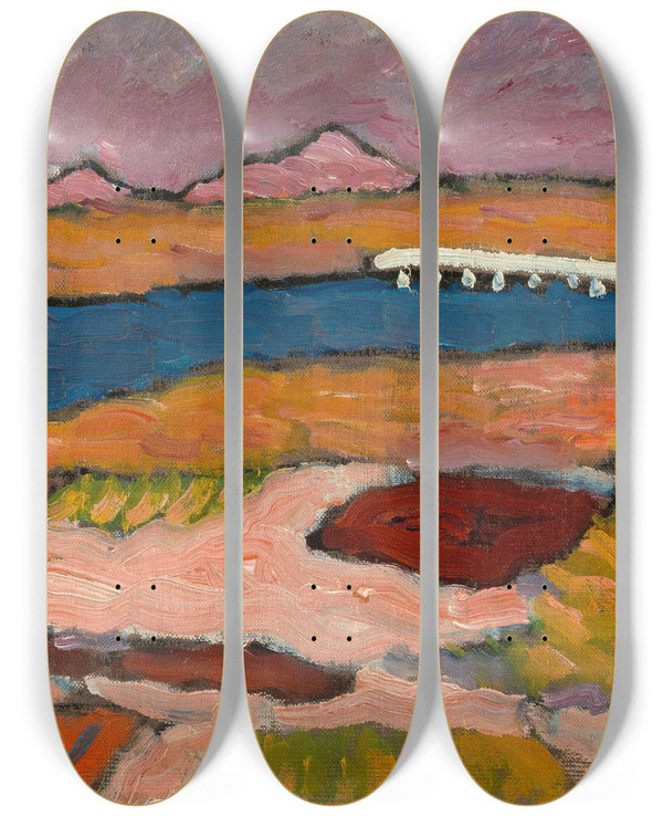 Triptych art skateboard deck of Alexej Von Jawlensky Prerow Dar Pommern by Alexej Von Jawlensky (1864-1941)