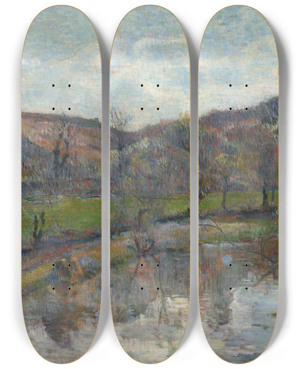 Triptych art skateboard deck of Paul Gauguin Brittany Landscape by Paul Gauguin (1848-1903)
