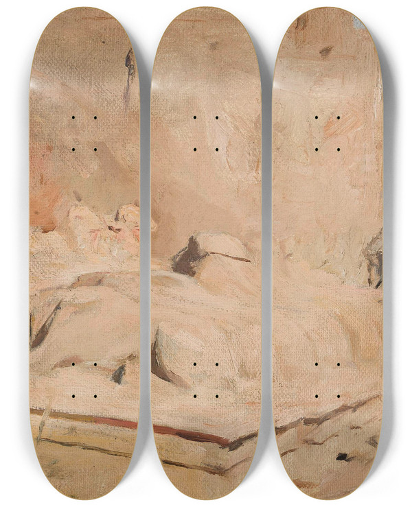 Triptych art skateboard deck of Jan Cigliski Sphinx Alley Temple Of Amunre From The Journey To Egypt by Jan Ciaglinski (1858-1913)