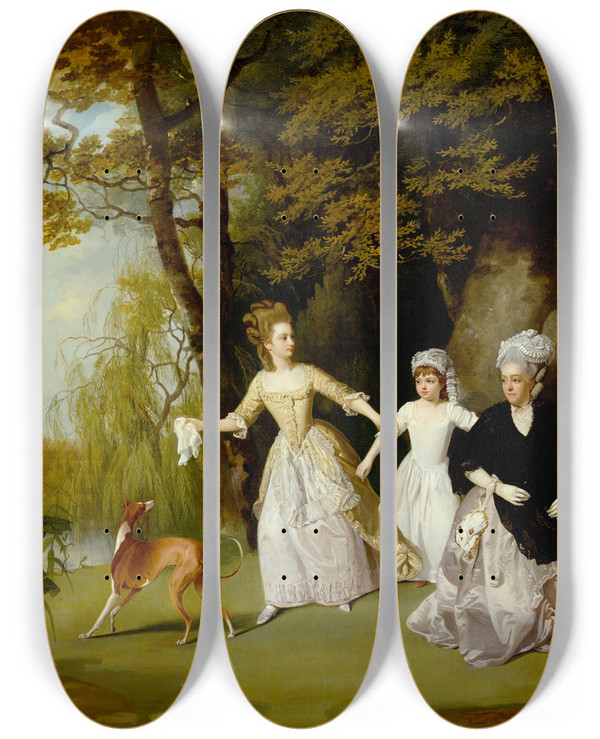 Triptych art skateboard deck of Francis Wheatley The Wilkinson Family by Francis Wheatley (1747-1801)