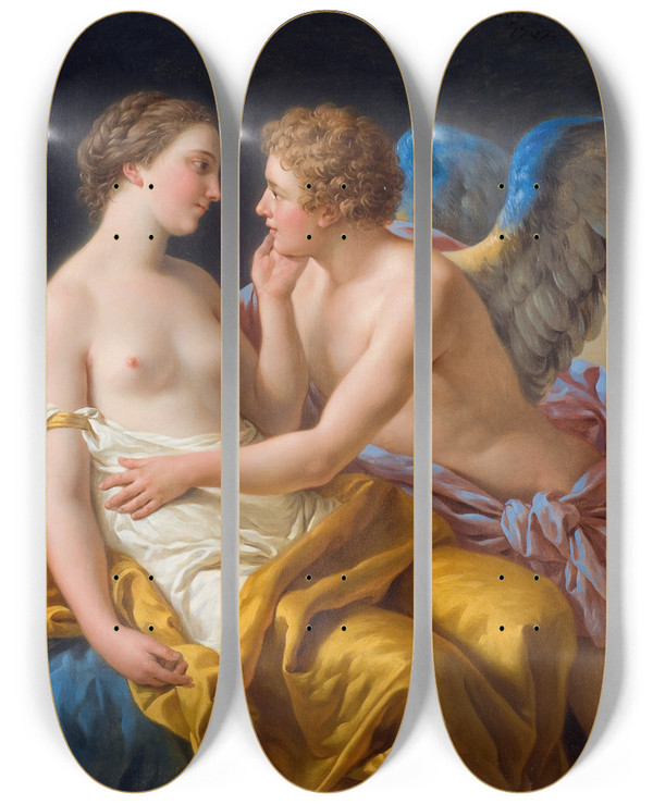 Triptych art skateboard deck of Louisjeanfranois Lagrene Cupid And Psyche by Louis-Jean-Franois Lagrene (1724-1805)