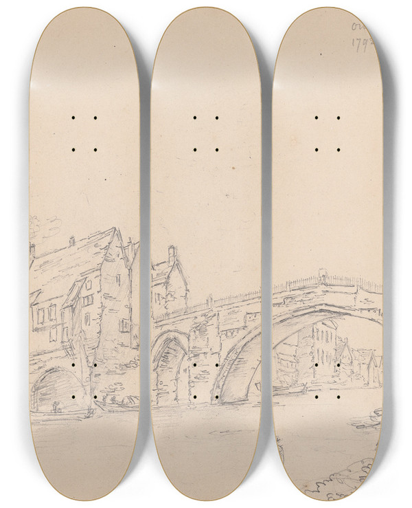 Triptych art skateboard deck of James Moore Ouse Bridge York by James Moore (1762-1799)