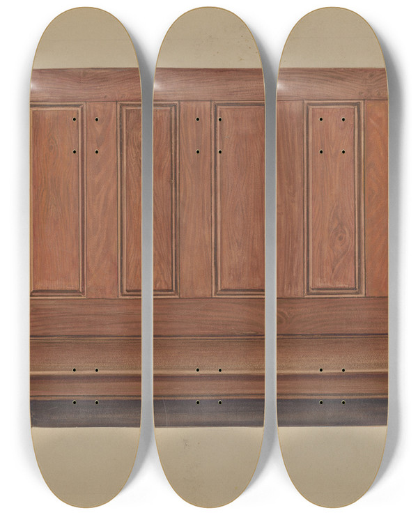 Triptych art skateboard deck of Harry Eisman Settee_2 by Harry Eisman