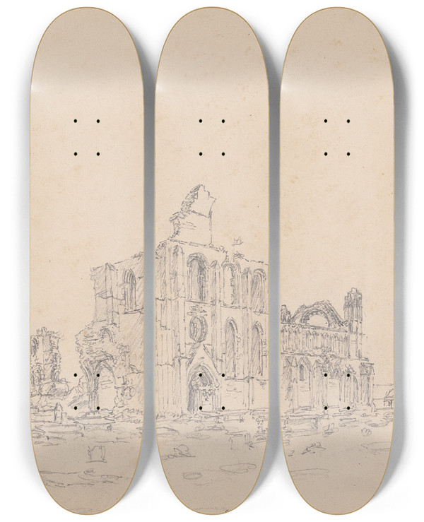 Triptych art skateboard deck of James Moore Elgin Cathedral Scotland_2 by James Moore (1762-1799)