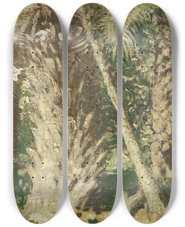 Triptych art skateboard deck of Sir William Nicholson Alcazar Gardens by William Nicholson