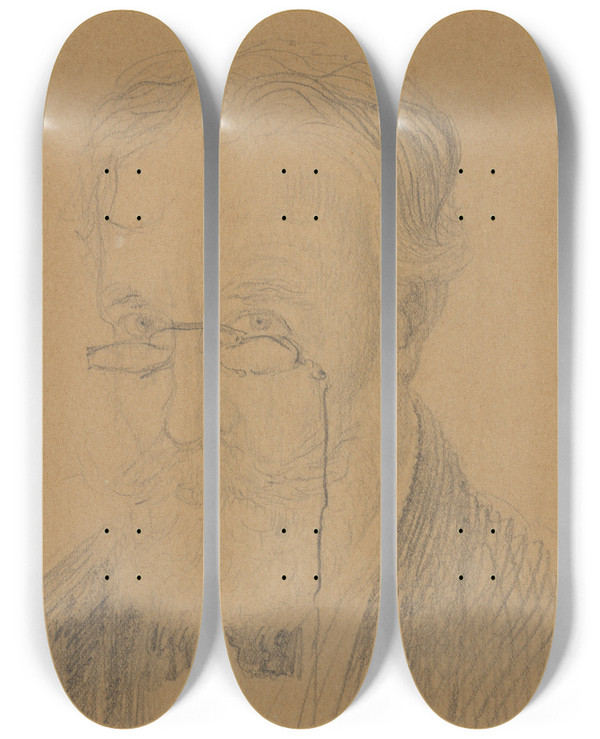 Triptych art skateboard deck of James Ensor Zelfportret by James Ensor (1860-1949)