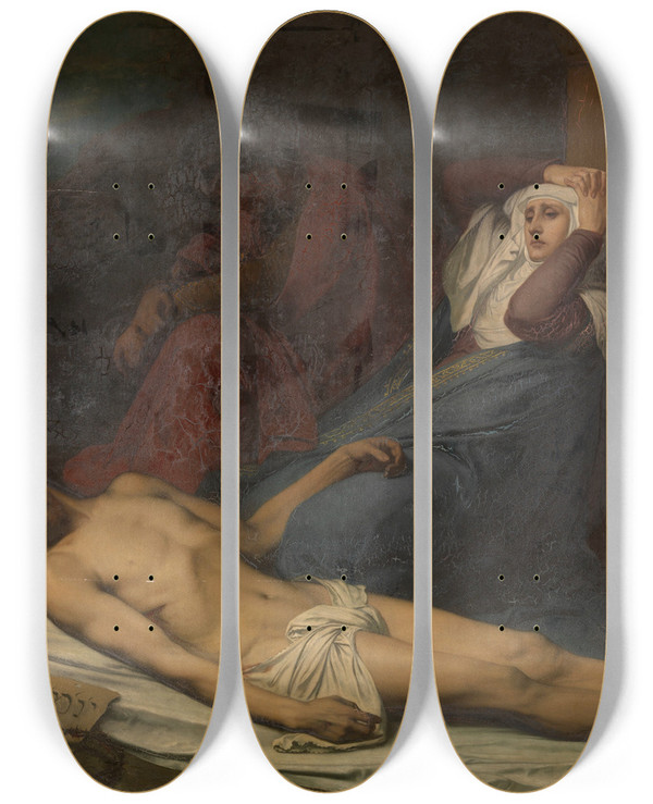 Triptych art skateboard deck of Charles Verlat Piet by Charles Verlat (1824-1890)