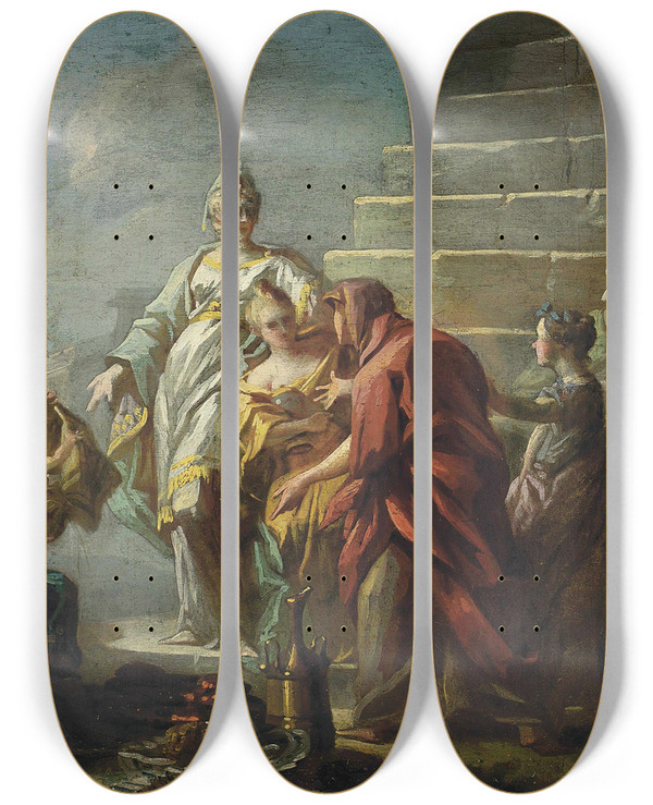 Triptych art skateboard deck of French School The Finding Of Moses by French School (16-19-)