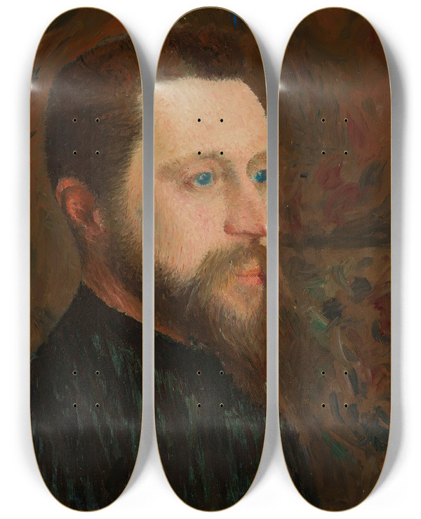 Triptych art skateboard deck of Ernest Joseph Laurent Portraitde Georges Seurat by Ernest Joseph Laurent (1859-1929)