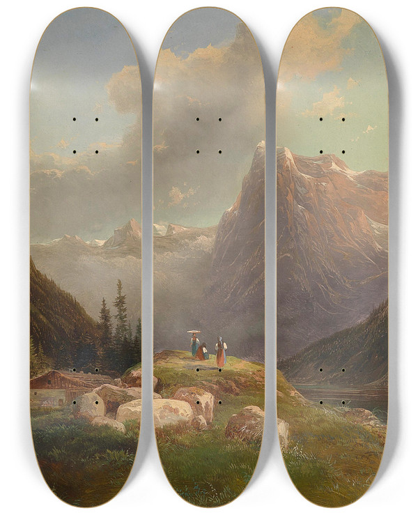Triptych art skateboard deck of Franz Steinfeld Salzkammergut by Franz Steinfeld (1787-1868)