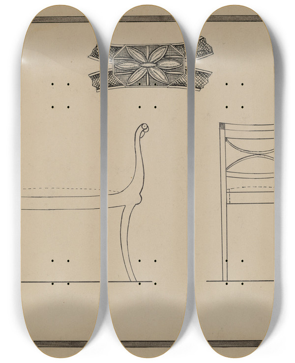 Triptych art skateboard deck of Nicholas Gorid Window Seat by Nicholas Gorid (20-)