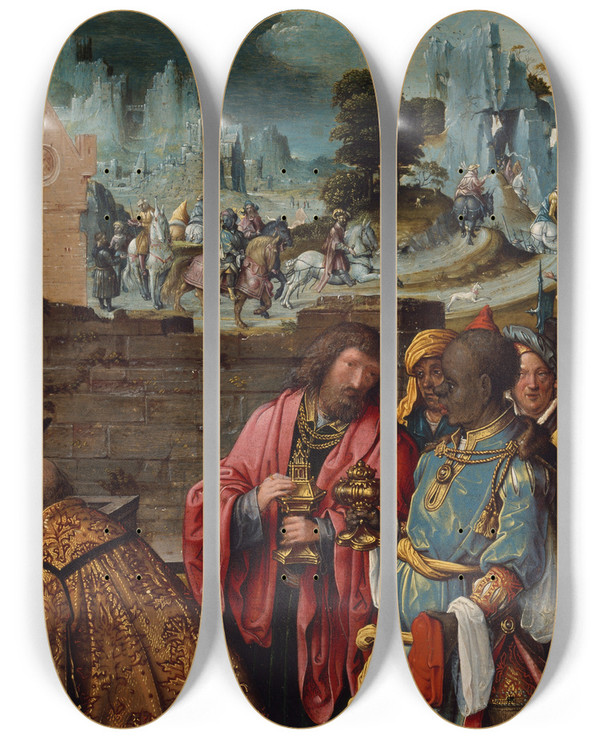 Triptych art skateboard deck of Workshop Of Cornelis Engebrechtsz The Adoration Of The Magi by Workshop Of Cornelis Engebrechtsz (1462-1527)