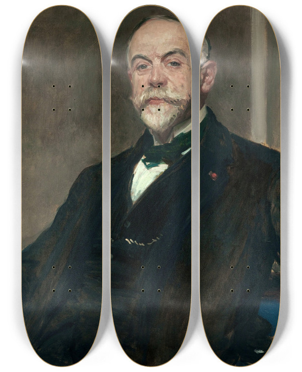 Triptych art skateboard deck of Jacquesmile Blanche Portrait De Lon Pissard by Jacques-mile Blanche (1861-1942)