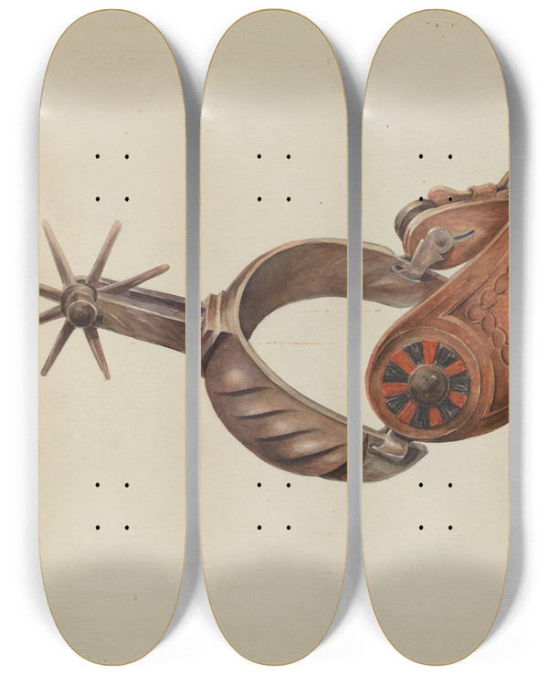 Triptych art skateboard deck of Gerald Transpota Spur_6 by Gerald Transpota (1898-1971)