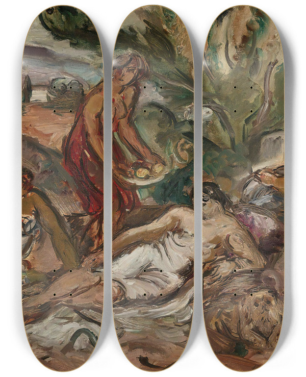 Triptych art skateboard deck of Emile Othon Friesz Les Baigneuses by Emile Othon Friesz (1879-1949)