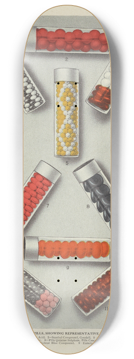 Eli Lilly & Company - Display samples only, Lilly Pills 8.25 inch art skate deck
