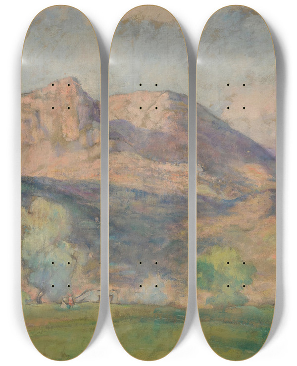 Triptych art skateboard deck of Henri Lebasque Le Baou De Vence by Henri Lebasque (1865-1937)