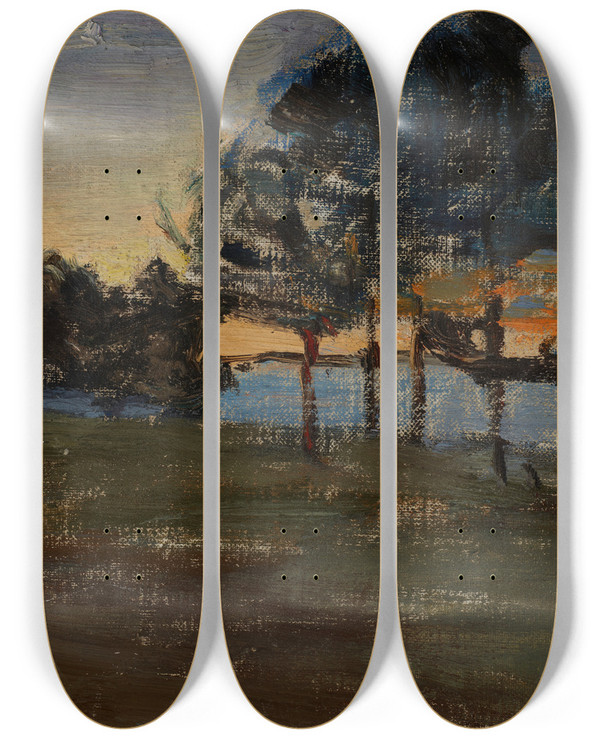 Triptych art skateboard deck of Jan Cigliski Northern Studies The White Night_3 by Jan Ciaglinski (1858-1913)
