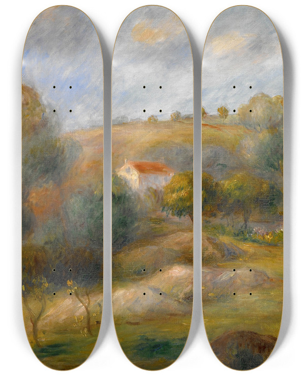Triptych art skateboard deck of Pierreauguste Renoir Springtime In Essoyes by Pierre-Auguste Renoir (1841-1919)