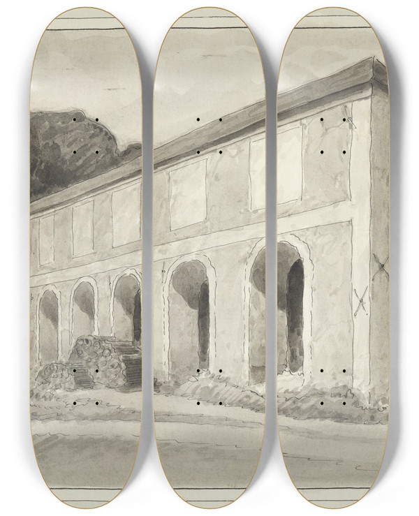 Triptych art skateboard deck of Ferdinand Boberg Eriksberg by Ferdinand Boberg (1860-1946)