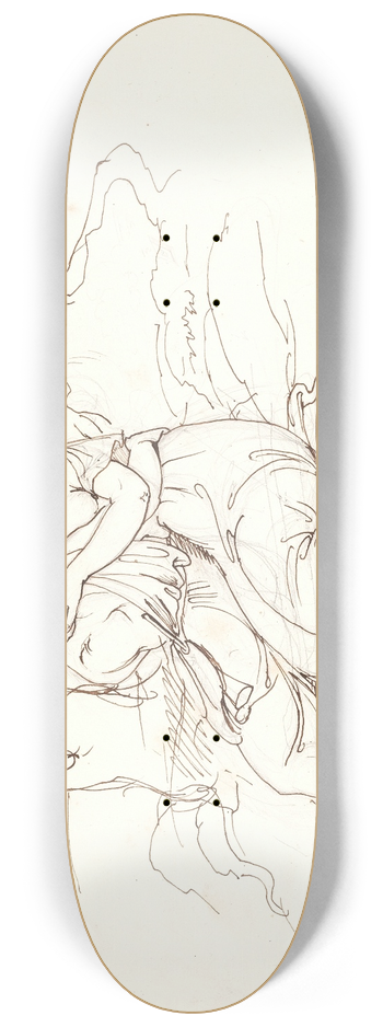 Elisabeth Jerichau Baumann - Et ungt par i omfavnelse i et landskab 8.25 inch art skate deck