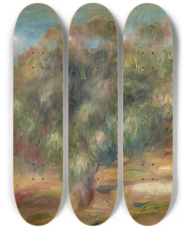 Triptych art skateboard deck of Pierreauguste Renoir Landscape_3 by Pierre-Auguste Renoir (1841-1919)