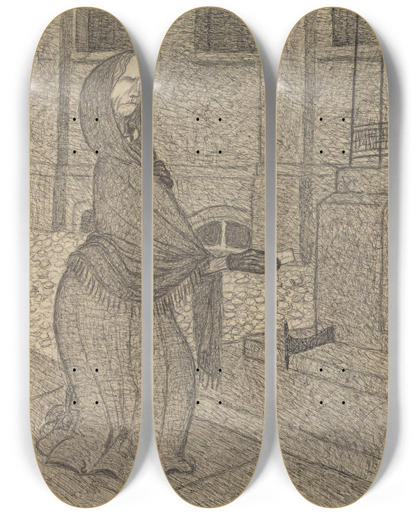 Triptych art skateboard deck of Ernst Barlach Highclass by Ernst Barlach (1870-1938)