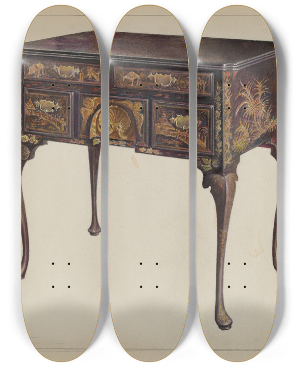 Triptych art skateboard deck of Charles Squires Lowboy by Charles Squires