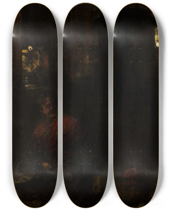 Triptych art skateboard deck of Aleksander Gierymski Motif From The Wittelsbachs Square In Munich by Aleksander Gierymski (1850-1901)
