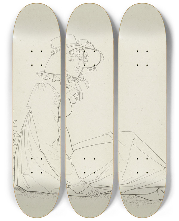 Triptych art skateboard deck of Christian Xeller Bildnis Der Elisabeth Mal Geborene Hofmann Taunusreise by Christian Xeller