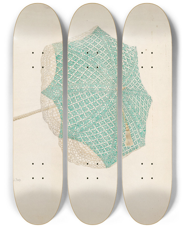 Triptych art skateboard deck of Joseph L Boyd Parasol by Joseph L Boyd (20-)
