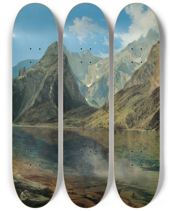 Triptych art skateboard deck of Adalbert Stifter Der Knigssee Mit Dem Watzmann by Adalbert Stifter (1805-1868)