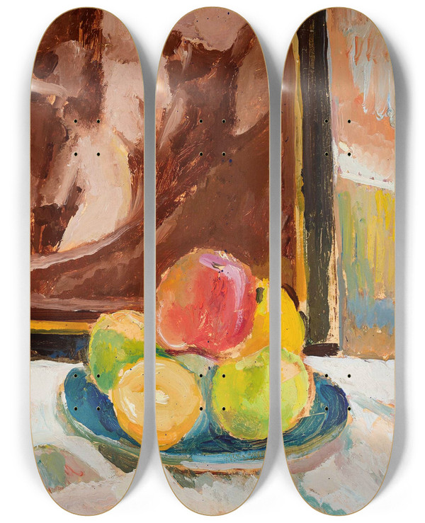 Triptych art skateboard deck of Zygmunt Waliszewski Still Life_4 by Zygmunt Waliszewski (1897-1936)