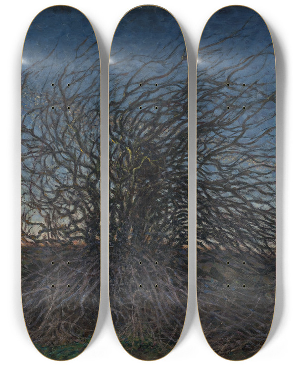 Triptych art skateboard deck of Nils Kreuger Vrafton by Nils Kreuger (1858-1930)