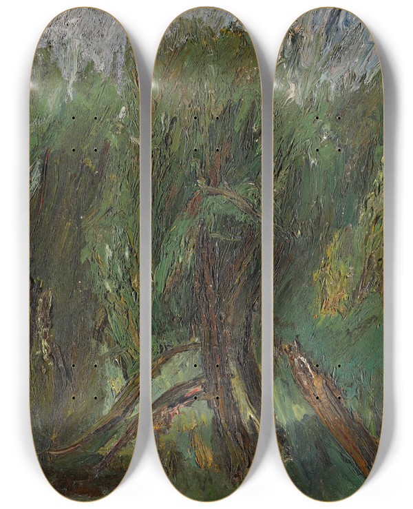 Triptych art skateboard deck of Aleksandr Drevin Willows Altai by Aleksandr Drevin (1889-1938)
