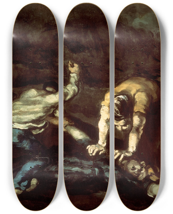 Triptych art skateboard deck of Paul Czanne The Murder by Paul Cezanne (1839-1906)